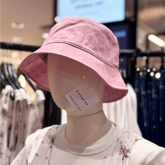 NWT Coach Signature Bucket Hat in Powder Pink CAP77 Size: XS  display picture 3